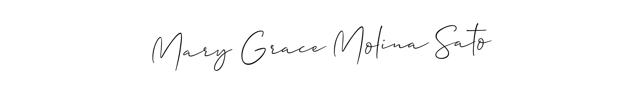 The best way (Allison_Script) to make a short signature is to pick only two or three words in your name. The name Mary Grace Molina Sato include a total of six letters. For converting this name. Mary Grace Molina Sato signature style 2 images and pictures png