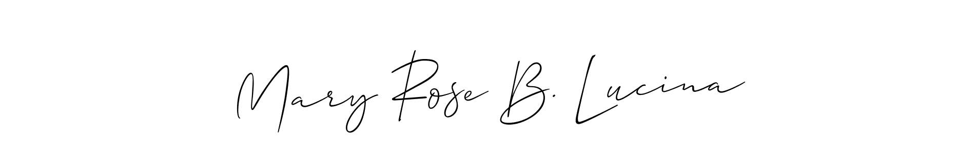 Use a signature maker to create a handwritten signature online. With this signature software, you can design (Allison_Script) your own signature for name Mary Rose B. Lucina. Mary Rose B. Lucina signature style 2 images and pictures png
