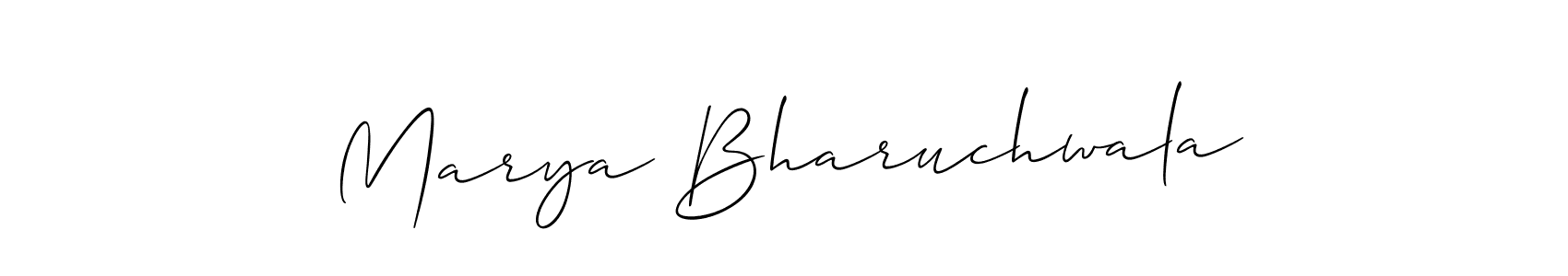 Allison_Script is a professional signature style that is perfect for those who want to add a touch of class to their signature. It is also a great choice for those who want to make their signature more unique. Get Marya Bharuchwala name to fancy signature for free. Marya Bharuchwala signature style 2 images and pictures png