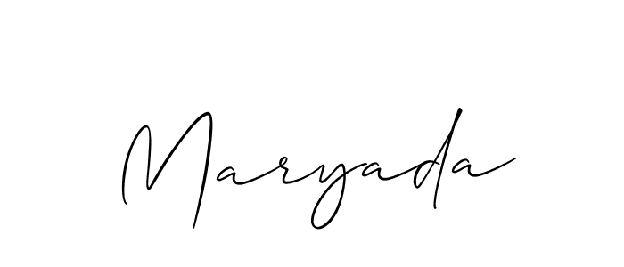The best way (Allison_Script) to make a short signature is to pick only two or three words in your name. The name Maryada include a total of six letters. For converting this name. Maryada signature style 2 images and pictures png