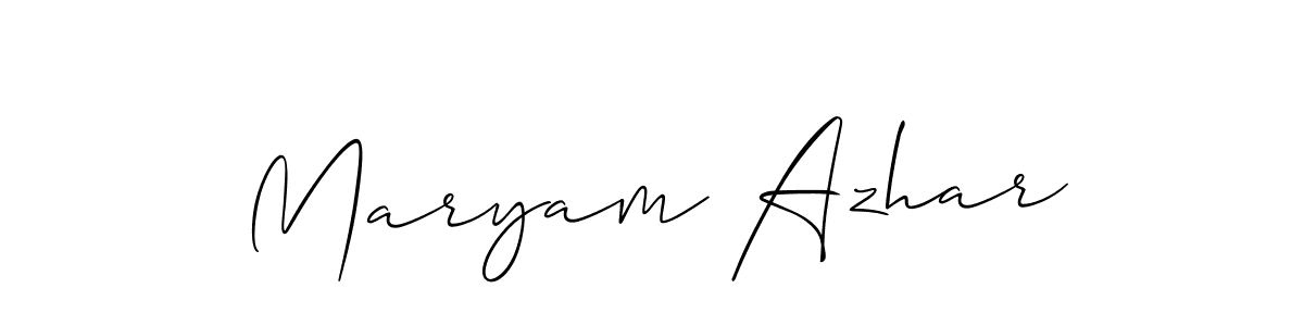Use a signature maker to create a handwritten signature online. With this signature software, you can design (Allison_Script) your own signature for name Maryam Azhar. Maryam Azhar signature style 2 images and pictures png
