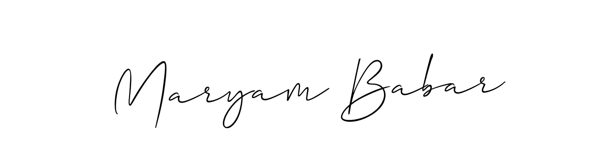 Create a beautiful signature design for name Maryam Babar. With this signature (Allison_Script) fonts, you can make a handwritten signature for free. Maryam Babar signature style 2 images and pictures png