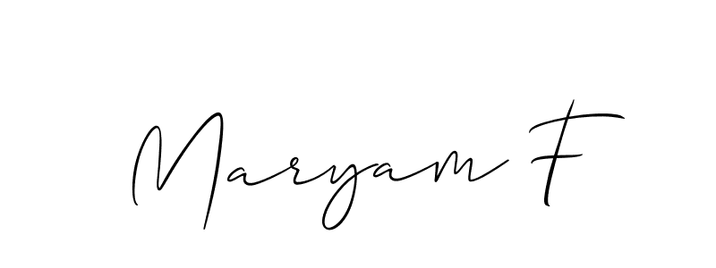 Also You can easily find your signature by using the search form. We will create Maryam F name handwritten signature images for you free of cost using Allison_Script sign style. Maryam F signature style 2 images and pictures png