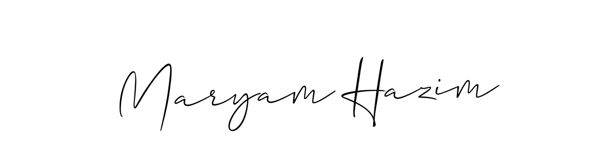 You should practise on your own different ways (Allison_Script) to write your name (Maryam Hazim) in signature. don't let someone else do it for you. Maryam Hazim signature style 2 images and pictures png