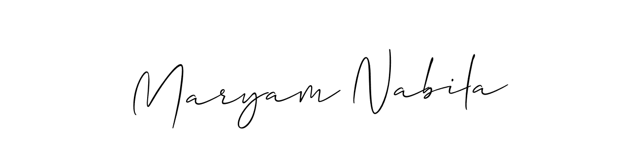 Design your own signature with our free online signature maker. With this signature software, you can create a handwritten (Allison_Script) signature for name Maryam Nabila. Maryam Nabila signature style 2 images and pictures png