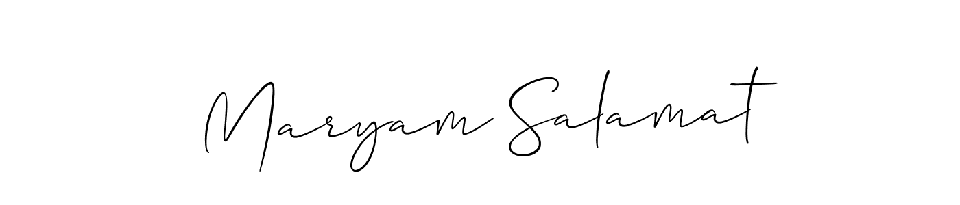 Make a short Maryam Salamat signature style. Manage your documents anywhere anytime using Allison_Script. Create and add eSignatures, submit forms, share and send files easily. Maryam Salamat signature style 2 images and pictures png