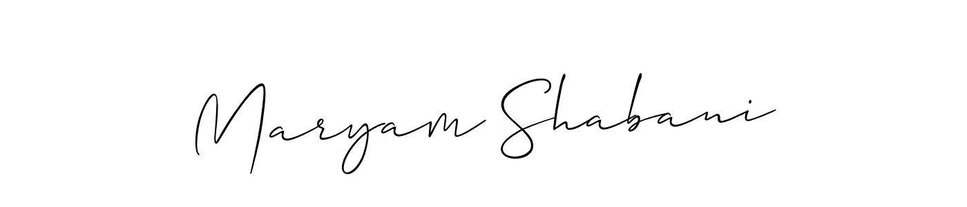Make a beautiful signature design for name Maryam Shabani. With this signature (Allison_Script) style, you can create a handwritten signature for free. Maryam Shabani signature style 2 images and pictures png