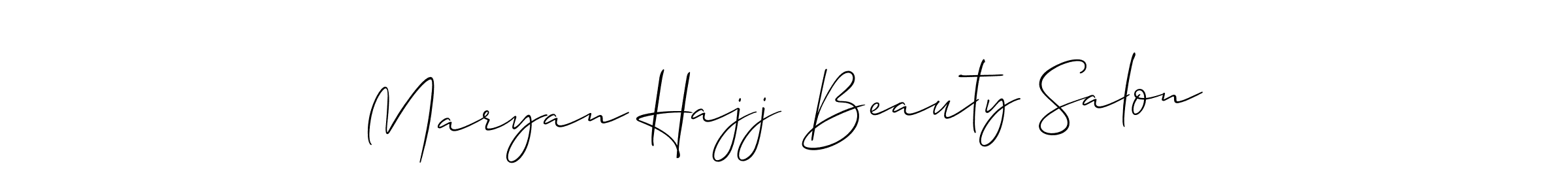 The best way (Allison_Script) to make a short signature is to pick only two or three words in your name. The name Maryan Hajj Beauty Salon include a total of six letters. For converting this name. Maryan Hajj Beauty Salon signature style 2 images and pictures png