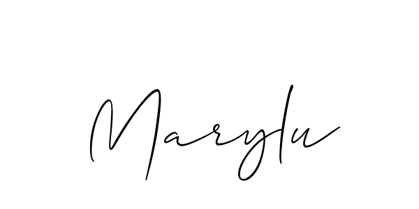 The best way (Allison_Script) to make a short signature is to pick only two or three words in your name. The name Marylu include a total of six letters. For converting this name. Marylu signature style 2 images and pictures png