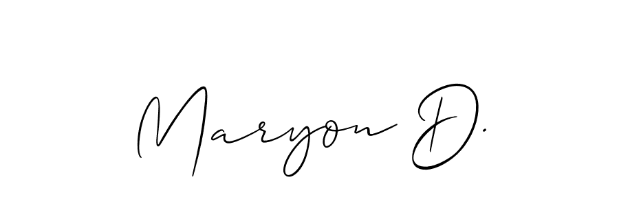 The best way (Allison_Script) to make a short signature is to pick only two or three words in your name. The name Maryon D. include a total of six letters. For converting this name. Maryon D. signature style 2 images and pictures png