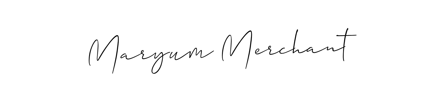 Use a signature maker to create a handwritten signature online. With this signature software, you can design (Allison_Script) your own signature for name Maryum Merchant. Maryum Merchant signature style 2 images and pictures png