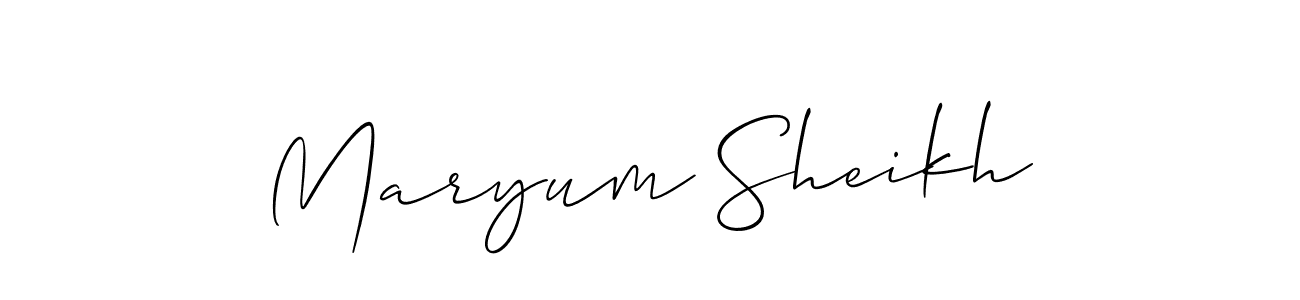 Create a beautiful signature design for name Maryum Sheikh. With this signature (Allison_Script) fonts, you can make a handwritten signature for free. Maryum Sheikh signature style 2 images and pictures png