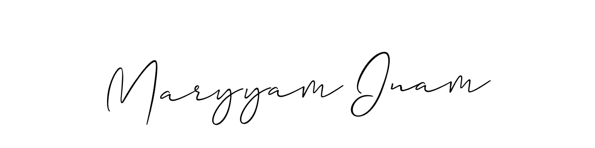 Also You can easily find your signature by using the search form. We will create Maryyam Inam name handwritten signature images for you free of cost using Allison_Script sign style. Maryyam Inam signature style 2 images and pictures png