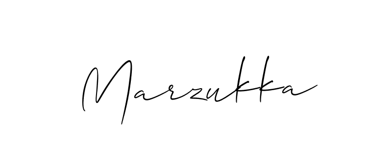 Use a signature maker to create a handwritten signature online. With this signature software, you can design (Allison_Script) your own signature for name Marzukka. Marzukka signature style 2 images and pictures png