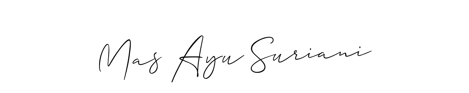 Allison_Script is a professional signature style that is perfect for those who want to add a touch of class to their signature. It is also a great choice for those who want to make their signature more unique. Get Mas Ayu Suriani name to fancy signature for free. Mas Ayu Suriani signature style 2 images and pictures png