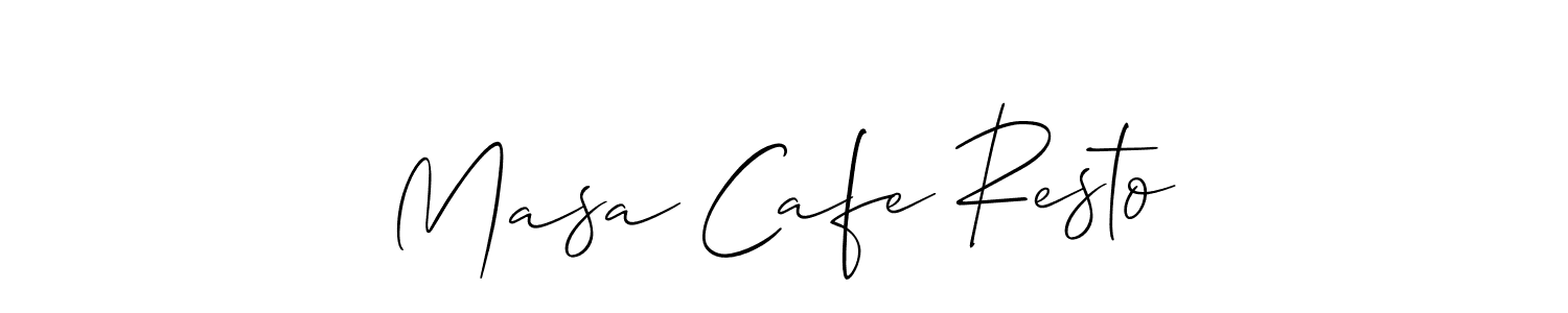 It looks lik you need a new signature style for name Masa Cafe Resto. Design unique handwritten (Allison_Script) signature with our free signature maker in just a few clicks. Masa Cafe Resto signature style 2 images and pictures png