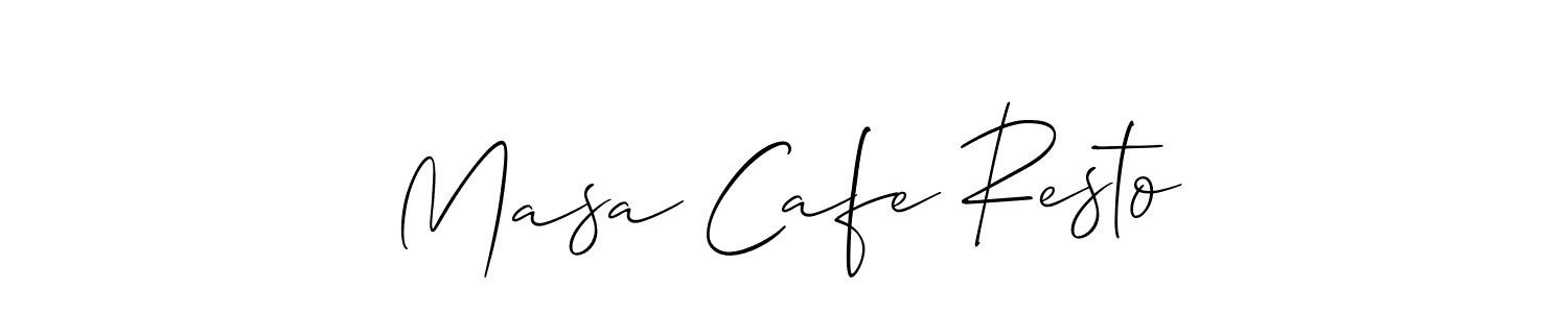 It looks lik you need a new signature style for name Masa Cafe Resto. Design unique handwritten (Allison_Script) signature with our free signature maker in just a few clicks. Masa Cafe Resto signature style 2 images and pictures png