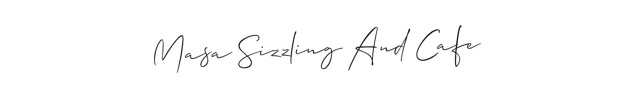 How to make Masa Sizzling And Cafe name signature. Use Allison_Script style for creating short signs online. This is the latest handwritten sign. Masa Sizzling And Cafe signature style 2 images and pictures png