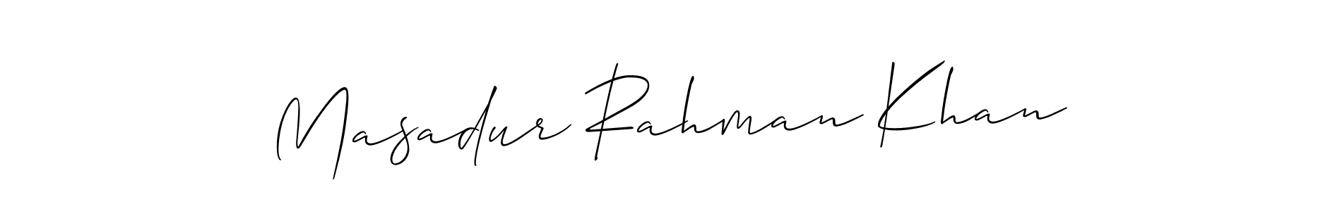 Allison_Script is a professional signature style that is perfect for those who want to add a touch of class to their signature. It is also a great choice for those who want to make their signature more unique. Get Masadur Rahman Khan name to fancy signature for free. Masadur Rahman Khan signature style 2 images and pictures png