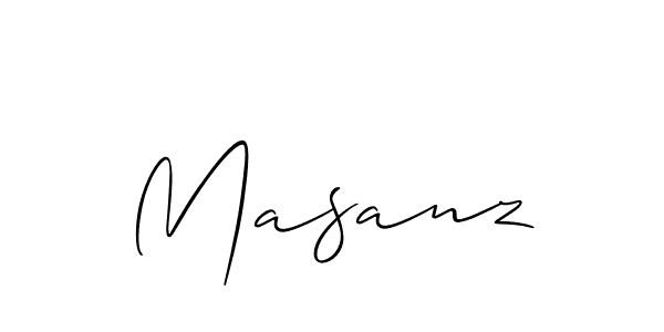 The best way (Allison_Script) to make a short signature is to pick only two or three words in your name. The name Masanz include a total of six letters. For converting this name. Masanz signature style 2 images and pictures png