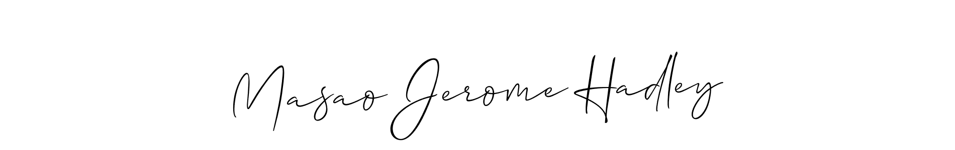 Similarly Allison_Script is the best handwritten signature design. Signature creator online .You can use it as an online autograph creator for name Masao Jerome Hadley. Masao Jerome Hadley signature style 2 images and pictures png