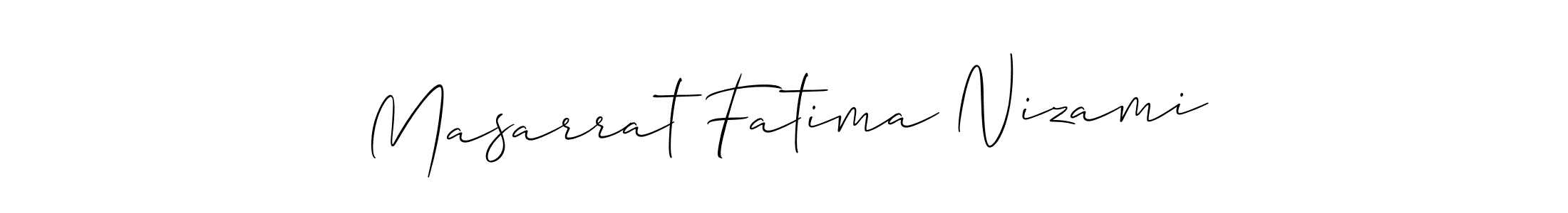 Similarly Allison_Script is the best handwritten signature design. Signature creator online .You can use it as an online autograph creator for name Masarrat Fatima Nizami. Masarrat Fatima Nizami signature style 2 images and pictures png
