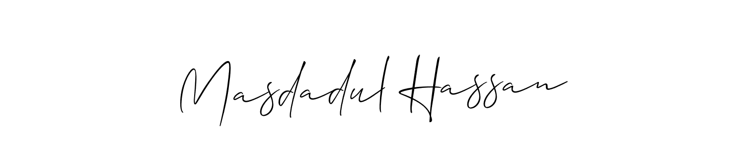 The best way (Allison_Script) to make a short signature is to pick only two or three words in your name. The name Masdadul Hassan include a total of six letters. For converting this name. Masdadul Hassan signature style 2 images and pictures png