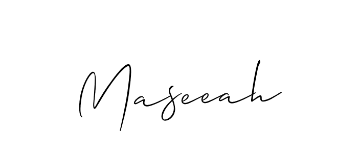 Design your own signature with our free online signature maker. With this signature software, you can create a handwritten (Allison_Script) signature for name Maseeah. Maseeah signature style 2 images and pictures png