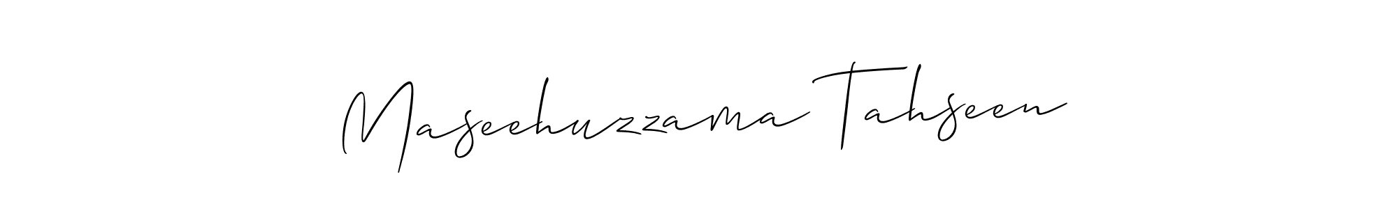 Make a beautiful signature design for name Maseehuzzama Tahseen. With this signature (Allison_Script) style, you can create a handwritten signature for free. Maseehuzzama Tahseen signature style 2 images and pictures png