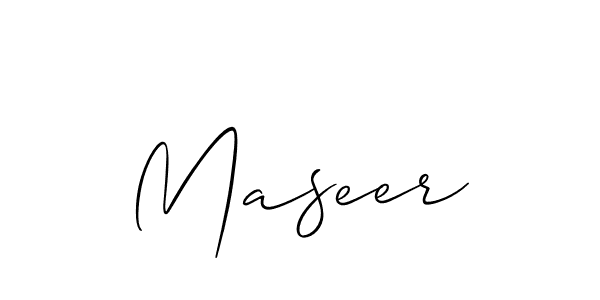 Design your own signature with our free online signature maker. With this signature software, you can create a handwritten (Allison_Script) signature for name Maseer. Maseer signature style 2 images and pictures png