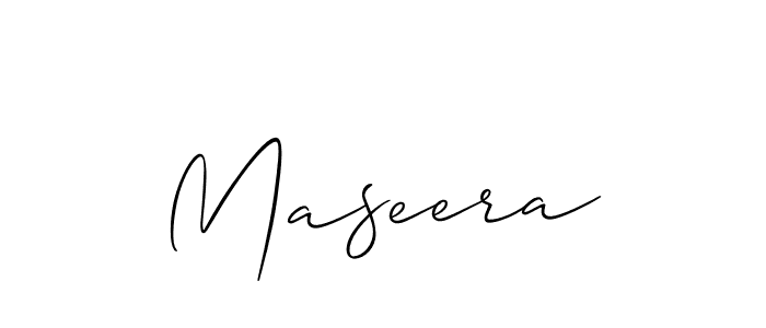 How to make Maseera signature? Allison_Script is a professional autograph style. Create handwritten signature for Maseera name. Maseera signature style 2 images and pictures png