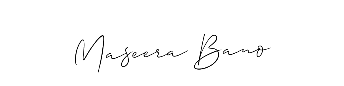 Allison_Script is a professional signature style that is perfect for those who want to add a touch of class to their signature. It is also a great choice for those who want to make their signature more unique. Get Maseera Bano name to fancy signature for free. Maseera Bano signature style 2 images and pictures png