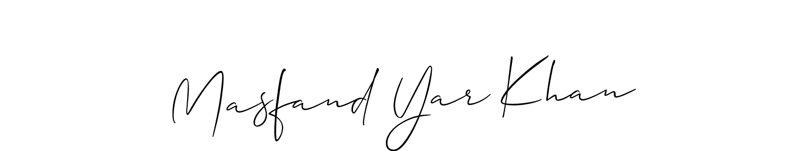 It looks lik you need a new signature style for name Masfand Yar Khan. Design unique handwritten (Allison_Script) signature with our free signature maker in just a few clicks. Masfand Yar Khan signature style 2 images and pictures png