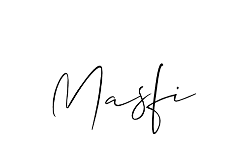 Create a beautiful signature design for name Masfi. With this signature (Allison_Script) fonts, you can make a handwritten signature for free. Masfi signature style 2 images and pictures png