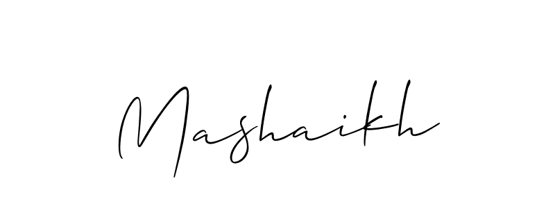 if you are searching for the best signature style for your name Mashaikh. so please give up your signature search. here we have designed multiple signature styles  using Allison_Script. Mashaikh signature style 2 images and pictures png