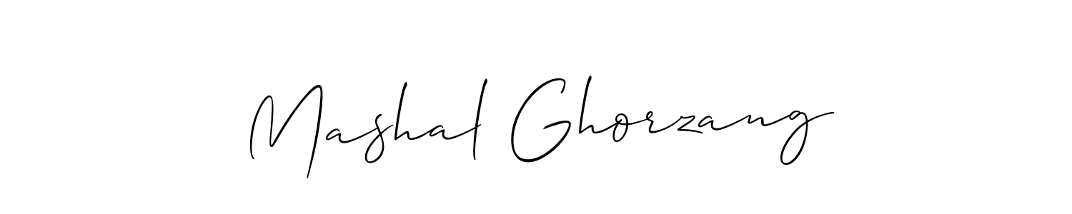 The best way (Allison_Script) to make a short signature is to pick only two or three words in your name. The name Mashal Ghorzang include a total of six letters. For converting this name. Mashal Ghorzang signature style 2 images and pictures png
