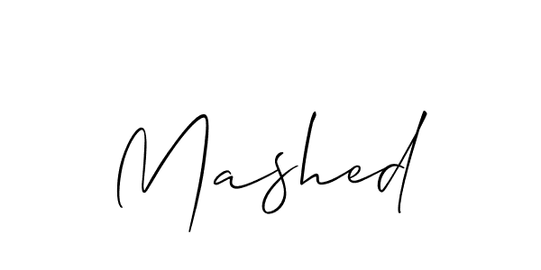Use a signature maker to create a handwritten signature online. With this signature software, you can design (Allison_Script) your own signature for name Mashed. Mashed signature style 2 images and pictures png
