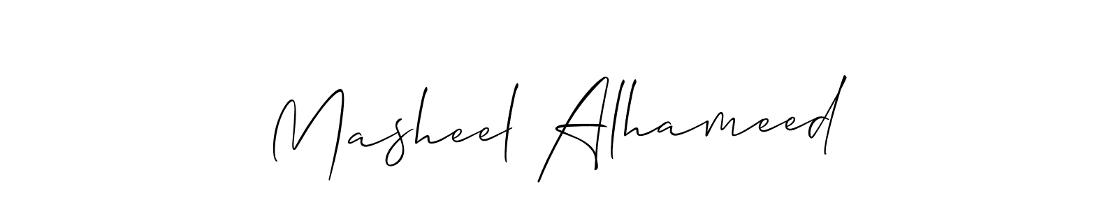 Create a beautiful signature design for name Masheel Alhameed. With this signature (Allison_Script) fonts, you can make a handwritten signature for free. Masheel Alhameed signature style 2 images and pictures png