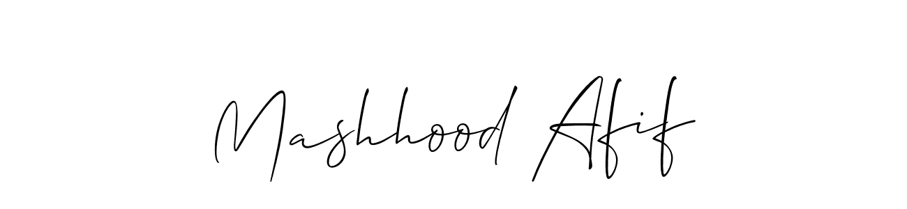 Make a beautiful signature design for name Mashhood Afif. With this signature (Allison_Script) style, you can create a handwritten signature for free. Mashhood Afif signature style 2 images and pictures png