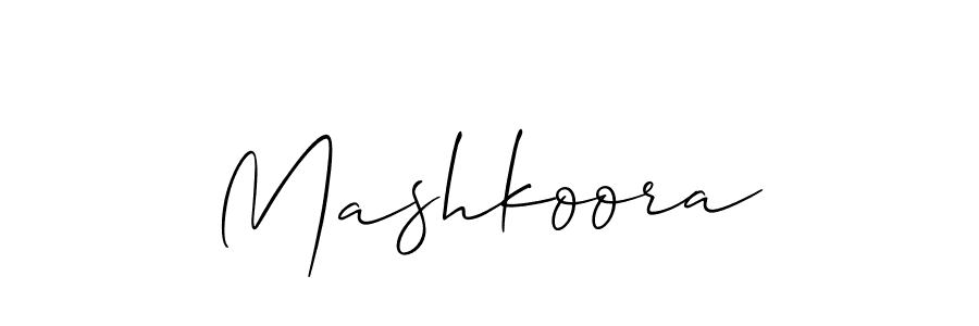 Allison_Script is a professional signature style that is perfect for those who want to add a touch of class to their signature. It is also a great choice for those who want to make their signature more unique. Get Mashkoora name to fancy signature for free. Mashkoora signature style 2 images and pictures png