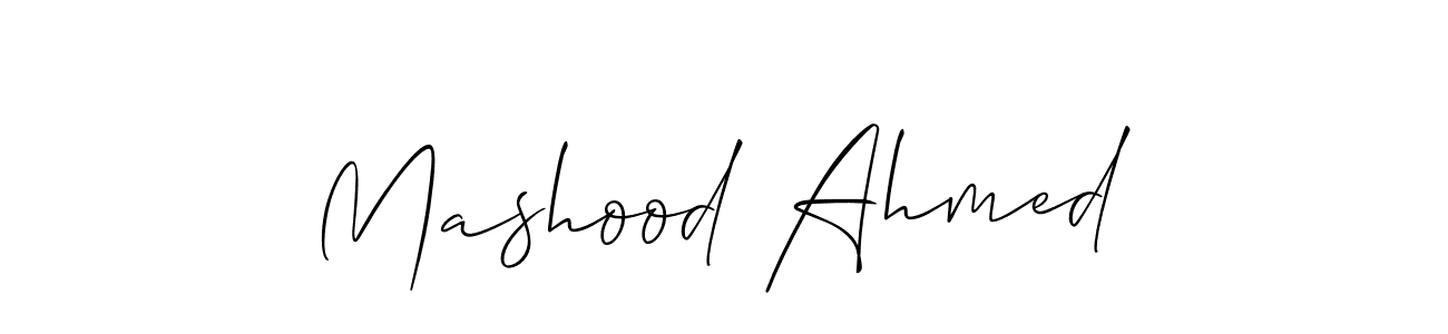 The best way (Allison_Script) to make a short signature is to pick only two or three words in your name. The name Mashood Ahmed include a total of six letters. For converting this name. Mashood Ahmed signature style 2 images and pictures png