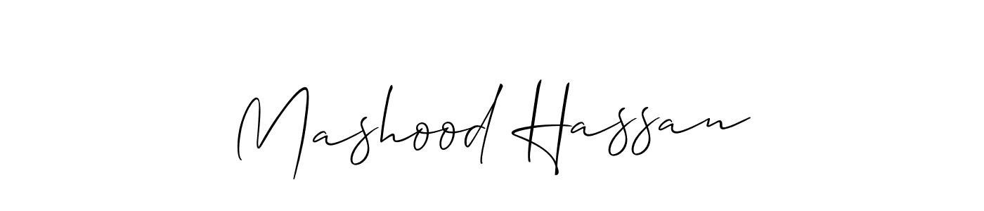 You should practise on your own different ways (Allison_Script) to write your name (Mashood Hassan) in signature. don't let someone else do it for you. Mashood Hassan signature style 2 images and pictures png