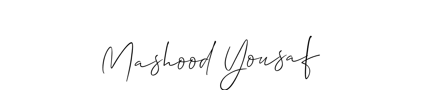 Create a beautiful signature design for name Mashood Yousaf. With this signature (Allison_Script) fonts, you can make a handwritten signature for free. Mashood Yousaf signature style 2 images and pictures png