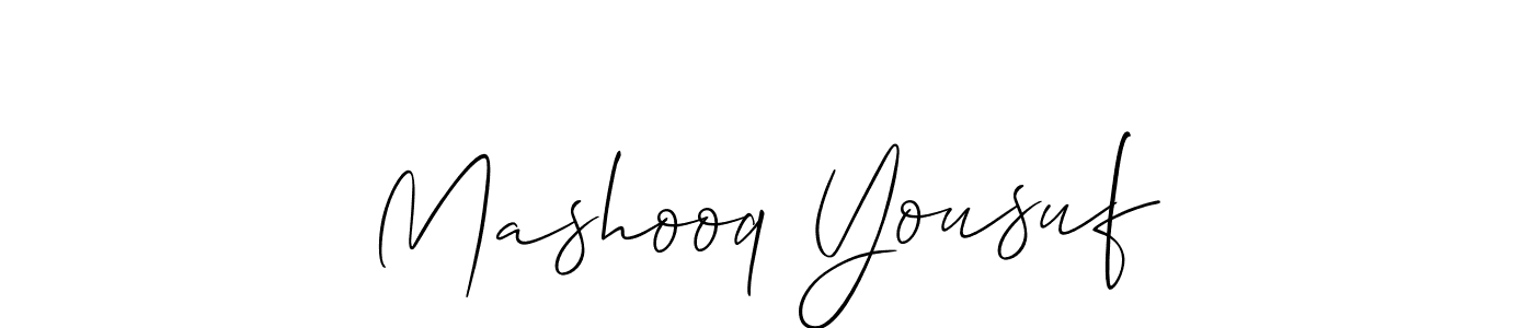 Make a beautiful signature design for name Mashooq Yousuf. With this signature (Allison_Script) style, you can create a handwritten signature for free. Mashooq Yousuf signature style 2 images and pictures png