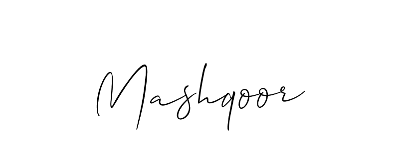 Make a short Mashqoor signature style. Manage your documents anywhere anytime using Allison_Script. Create and add eSignatures, submit forms, share and send files easily. Mashqoor signature style 2 images and pictures png