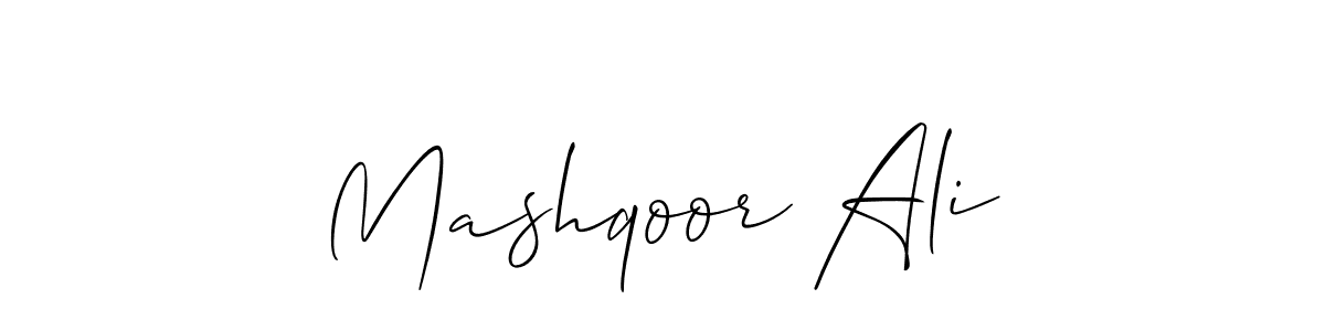 Also we have Mashqoor Ali name is the best signature style. Create professional handwritten signature collection using Allison_Script autograph style. Mashqoor Ali signature style 2 images and pictures png