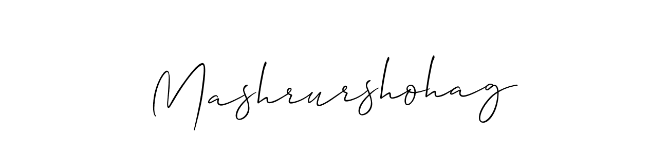 How to make Mashrurshohag name signature. Use Allison_Script style for creating short signs online. This is the latest handwritten sign. Mashrurshohag signature style 2 images and pictures png