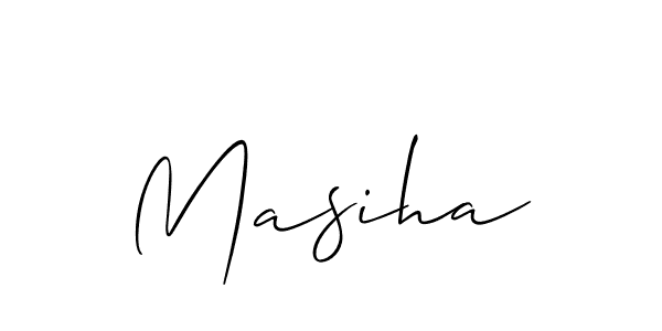 Use a signature maker to create a handwritten signature online. With this signature software, you can design (Allison_Script) your own signature for name Masiha. Masiha signature style 2 images and pictures png