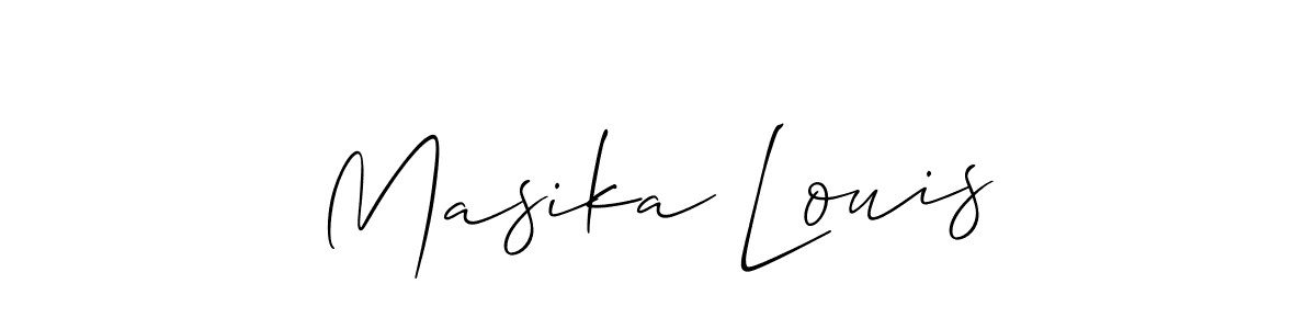 if you are searching for the best signature style for your name Masika Louis. so please give up your signature search. here we have designed multiple signature styles  using Allison_Script. Masika Louis signature style 2 images and pictures png