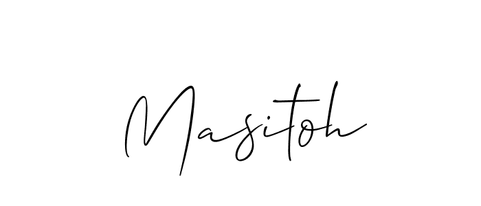 The best way (Allison_Script) to make a short signature is to pick only two or three words in your name. The name Masitoh include a total of six letters. For converting this name. Masitoh signature style 2 images and pictures png